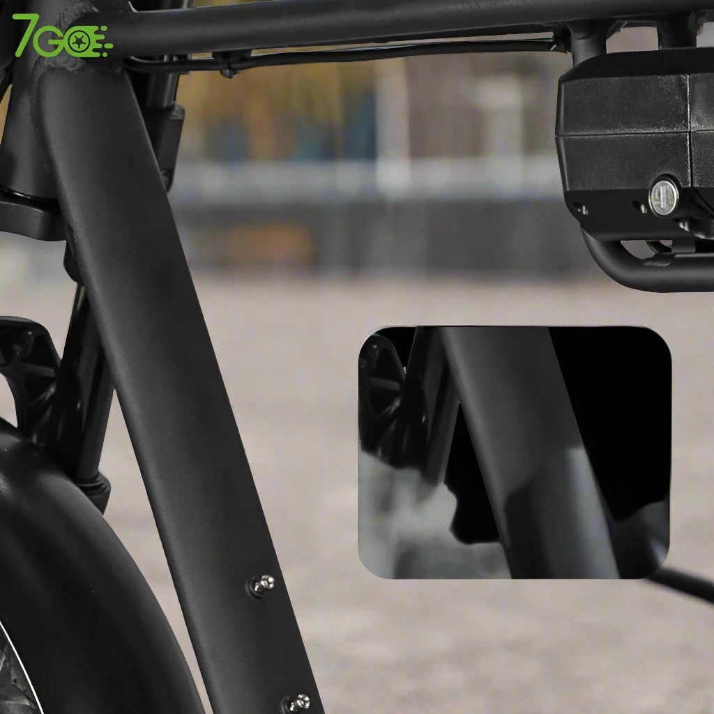 Close-up of the 7Go EB4 EB2 electric bike frame, showcasing the design and 48V battery placement.