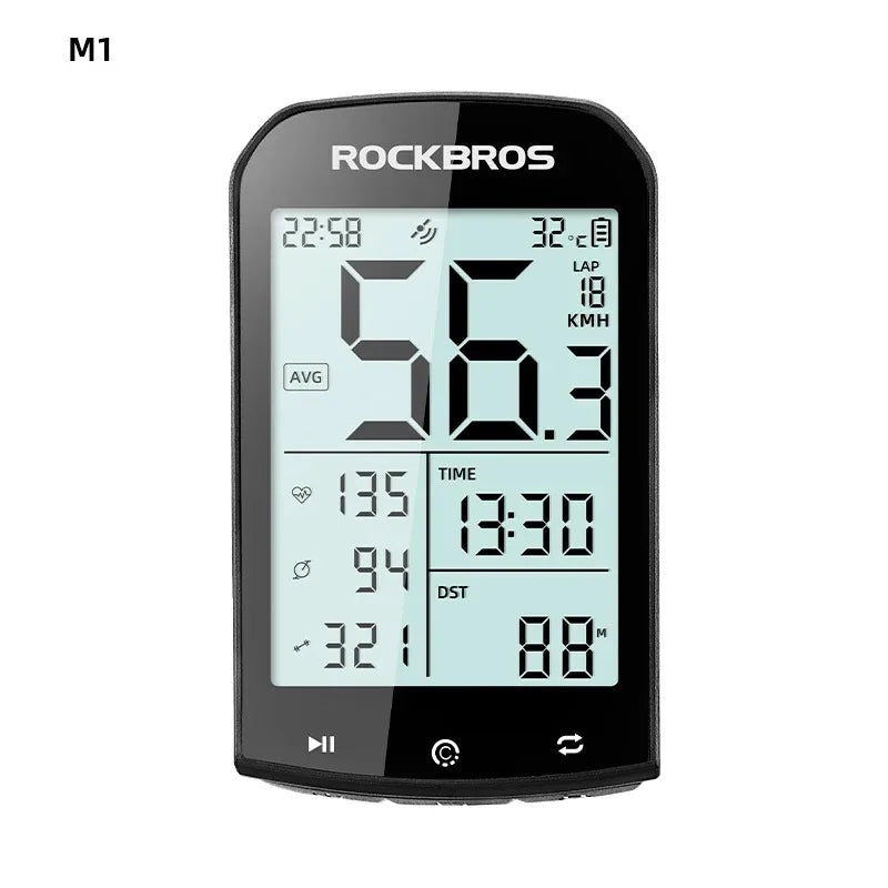RockBros cycling computer with digital display on a white background