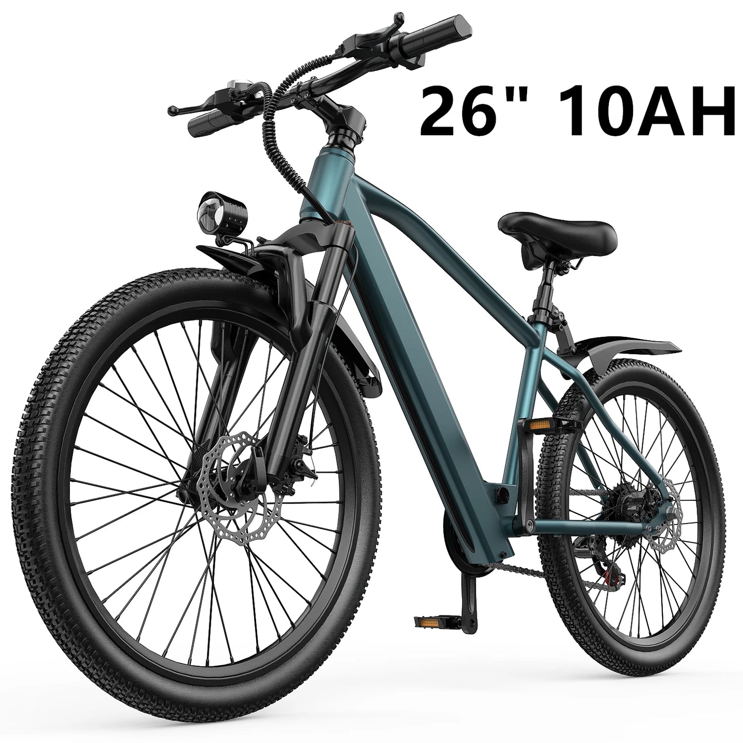 Electric bike with specifications '26" 10AH' on a white background