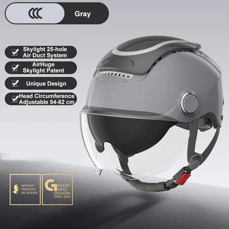 BIBEE Open-Face Helmet with Dual Lenses