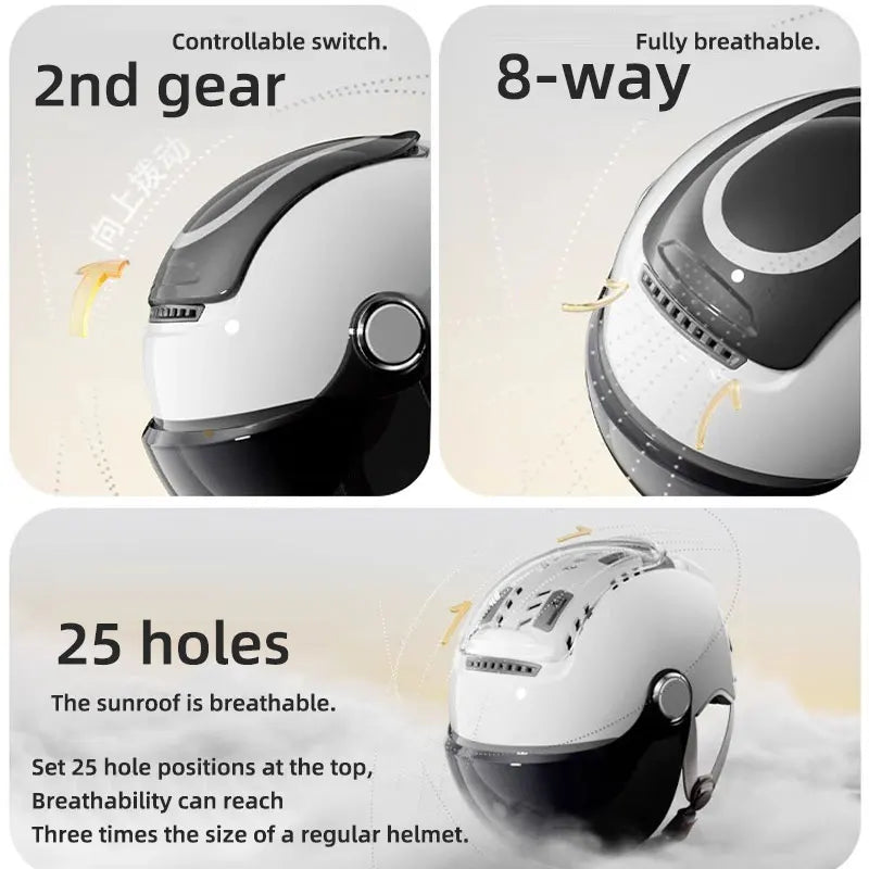 BIBEE Open-Face Helmet with Dual Lenses