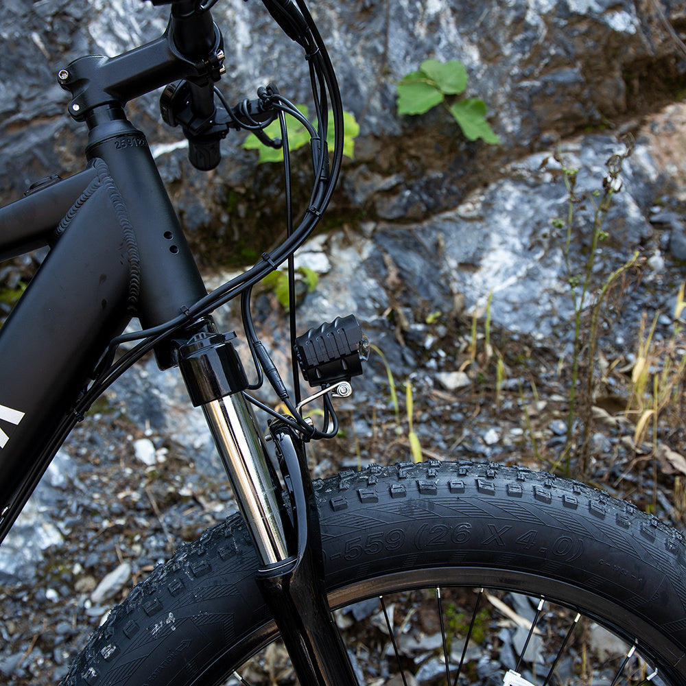 Suspension system of Sivrock V1 Electric Mountain Bike for enhanced comfort and performance