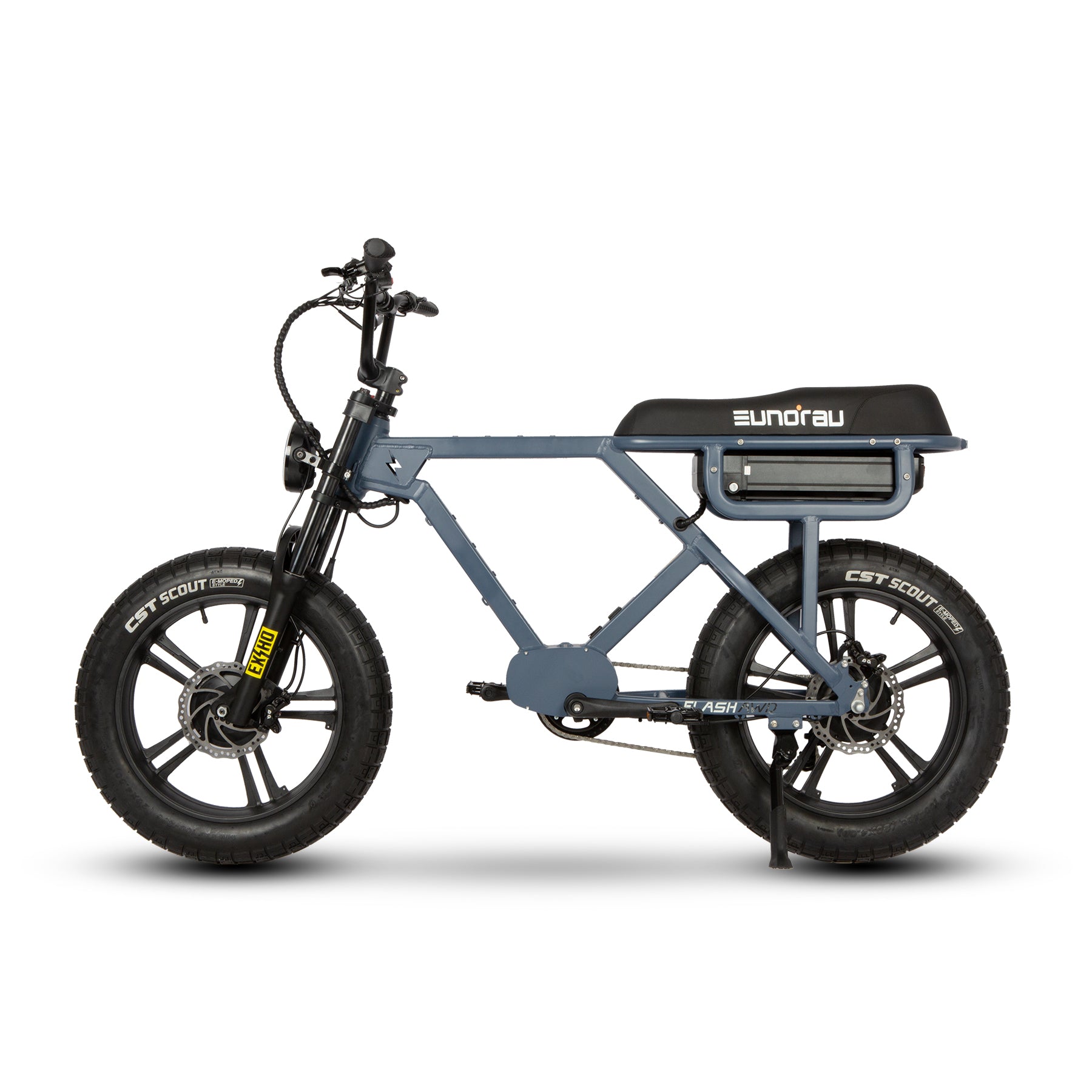 Gray electric bike with 'Sundraw' branding on a white background