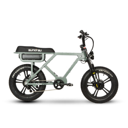Electric bike with 'eunorau' branding on a white background
