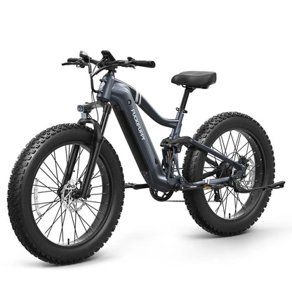 Electric bike with thick tires on a white background