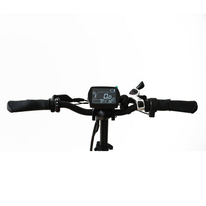 Bicycle handlebar with digital display on a white background