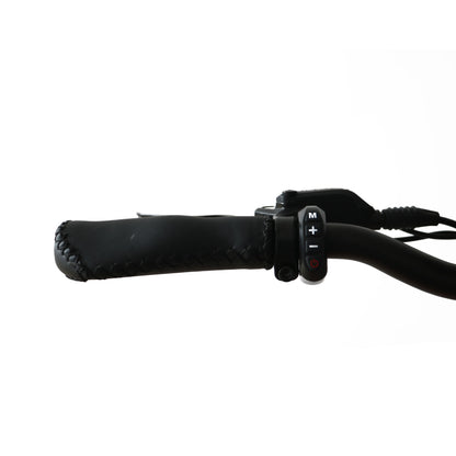 Black handlebar with control buttons on a white background
