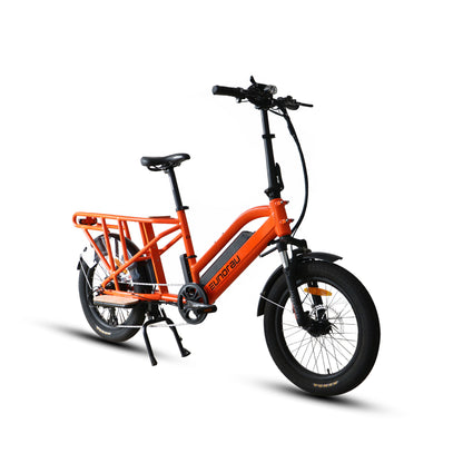 Orange electric bike with a white background