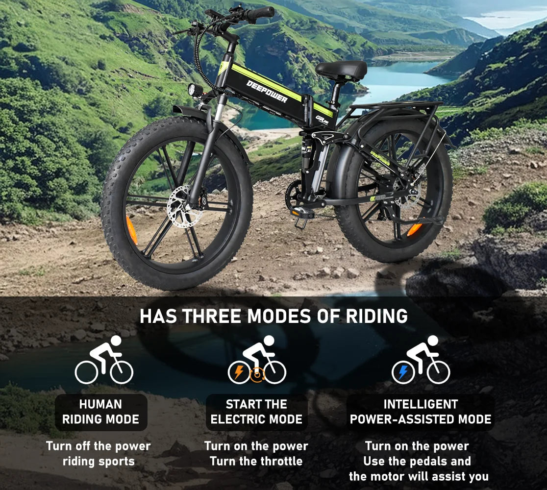 ZPW H26PRO EBike 2000W 48V 25AH 26 Inch Fat Tire Adult Mountain Electric Bike Mountain Off-road Electric Bicycle Folding ebike