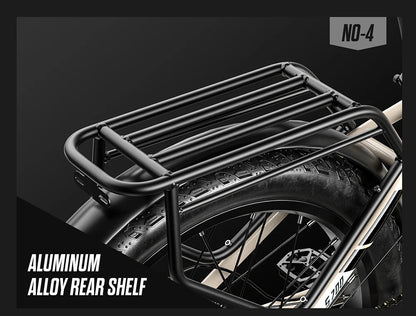 Aluminum alloy rear shelf on a motorcycle with a black background