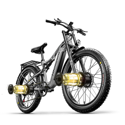 Electric bike with yellow accents on a white background