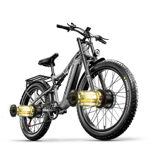 Electric bike with yellow accents on a white background