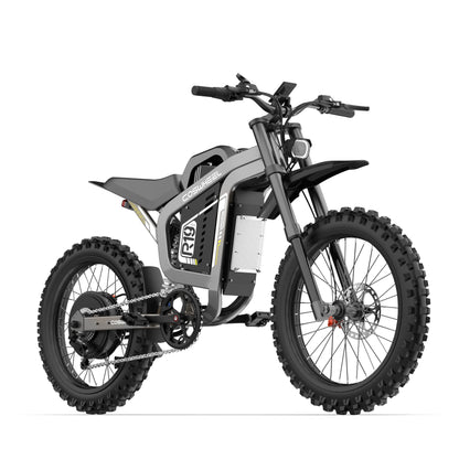 Electric bike with off-road tires on a white background