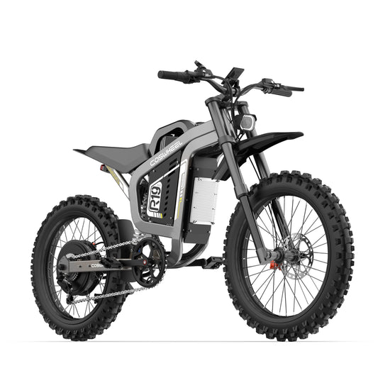 Electric bike with off-road tires on a white background