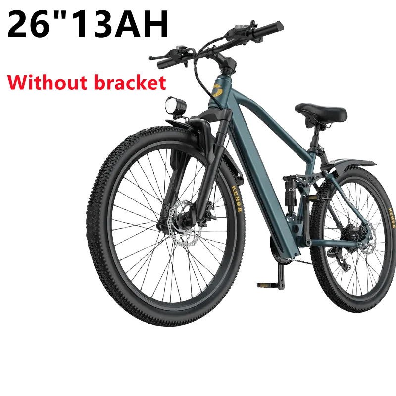 Electric bicycle with specifications '26''13AH' and 'Without bracket' on a white background