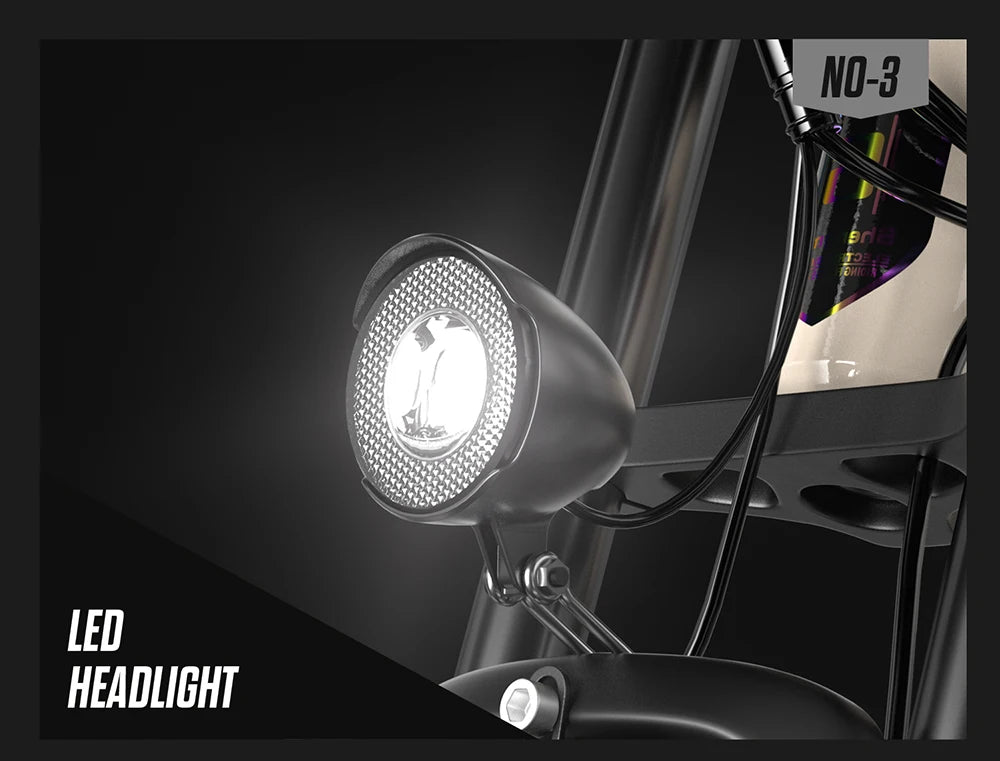 LED headlight on a motorcycle with 'NO-3' branding.