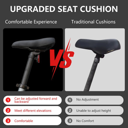 Comparison of upgraded seat cushion with traditional cushions on a dark background