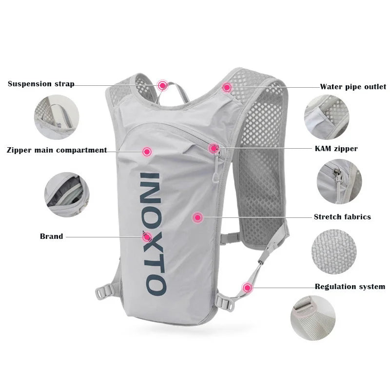 INOXTO 5L Breathable Hydration Vest - Lightweight Running & Cycling Backpack for E-Bike, Trail & Marathon