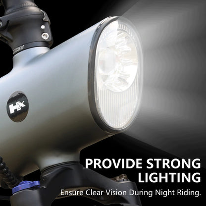 Motorcycle headlight with text 'Provide Strong Lighting Ensure Clear Vision During Night Riding.'