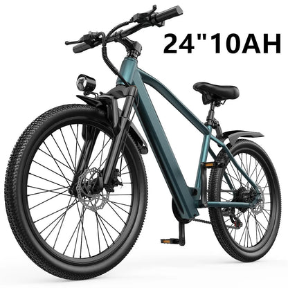 Electric bicycle with specifications '24'' 10AH' on a white background