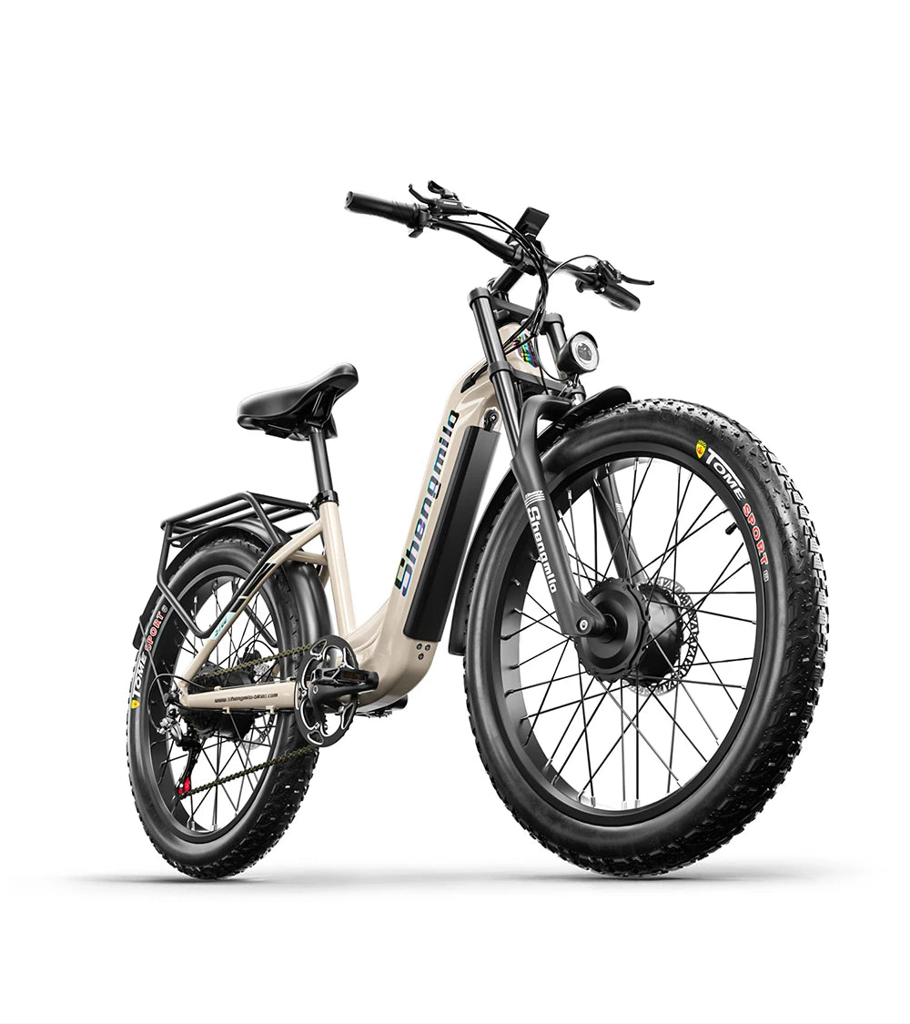 Electric bike with a visible brand logo on a white background