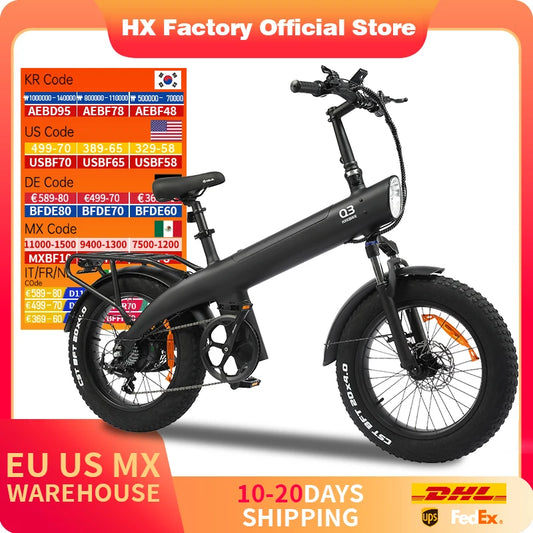 HX Q3 2000W Electric Mountain Bike - 48V 20AH Fat Tire E-Bike for Adults | Off-Road Foldable Ebike