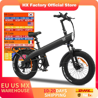 HX Q3 2000W Electric Mountain Bike - 48V 20AH Fat Tire E-Bike for Adults | Off-Road Foldable Ebike