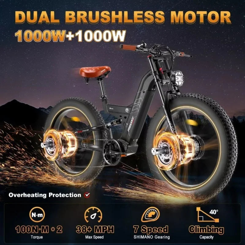 FREESKY WARRIOR PRO Electric Bike | 2000W, Dual Hydraulic Disc Brakes, 26" Fat Tires