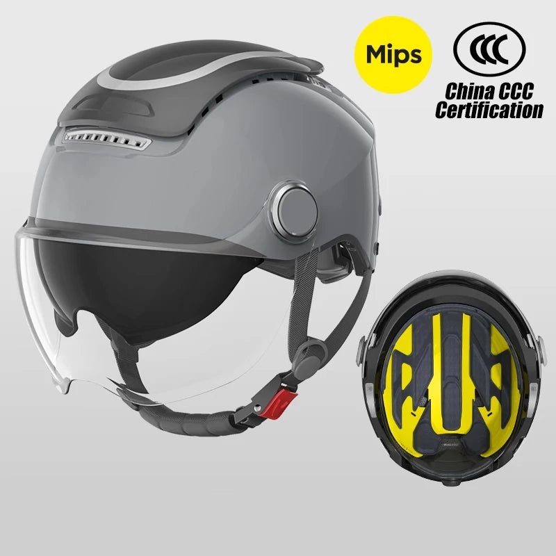 BIBEE Open-Face Helmet with Dual Lenses