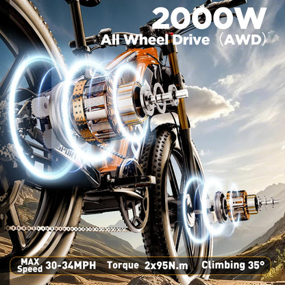 Motorcycle with 2000W All Wheel Drive (AWD) on a scenic background