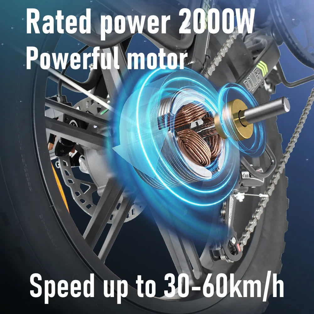 ZPW H20Pro EBike Adults Electric Bicycle 48V 25AH 2000W 20 inch Brushless Motor Fat Folding Mountain Snow Motorcycles