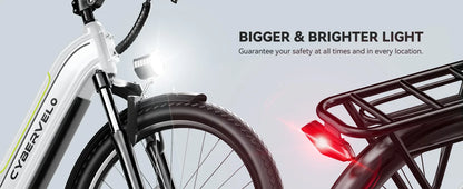 Bicycle with a prominent light feature, emphasizing safety and visibility.