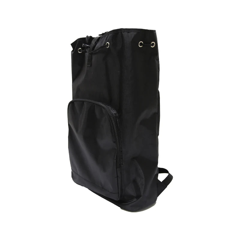 Black backpack on a white background