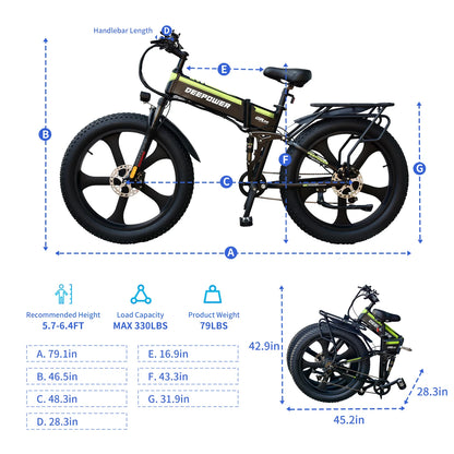 ZPW H26PRO EBike 2000W 48V 25AH 26 Inch Fat Tire Adult Mountain Electric Bike Mountain Off-road Electric Bicycle Folding ebike