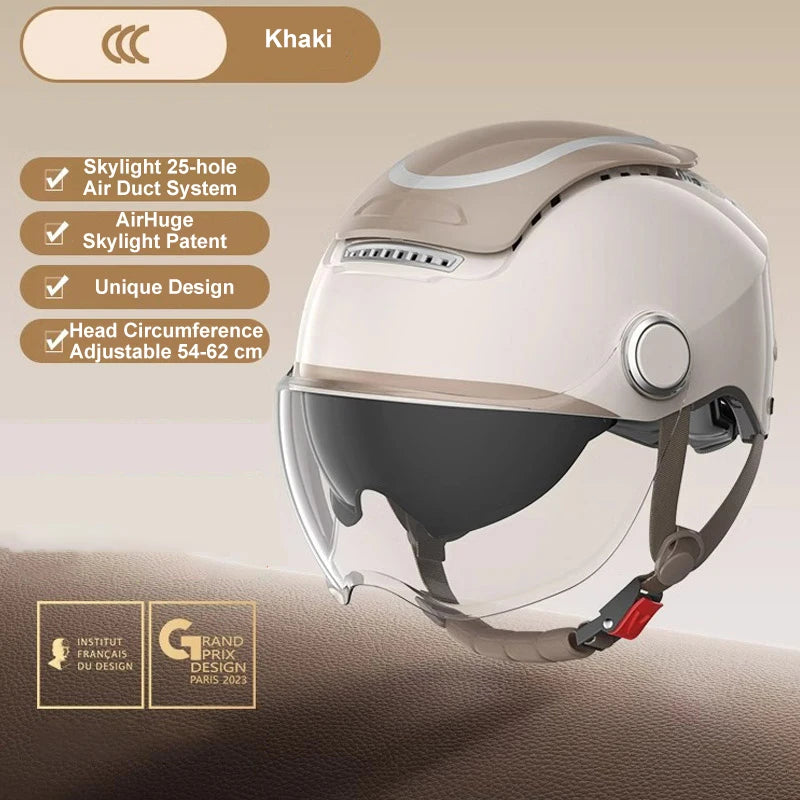 BIBEE Open-Face Helmet with Dual Lenses