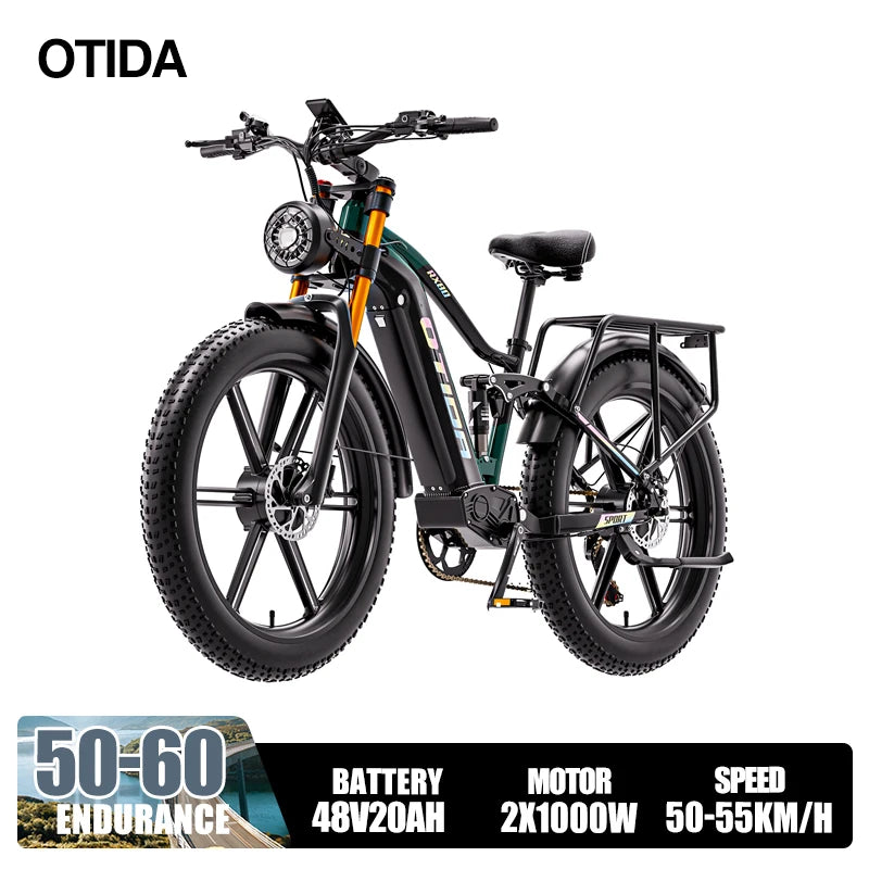 Electric bike with specifications on a white background, featuring the brand 'OTIDA'.