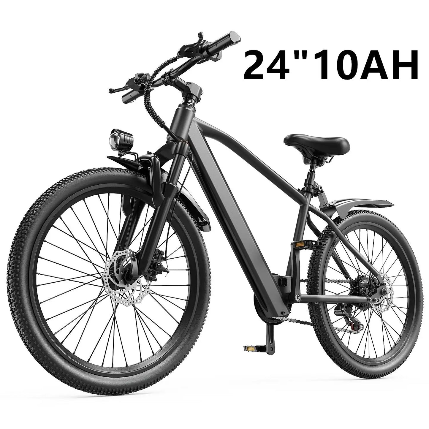 Electric bike with specifications '24'' 10AH' on a white background