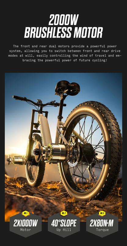 Electric bike with 2000W brushless motor on a desert landscape