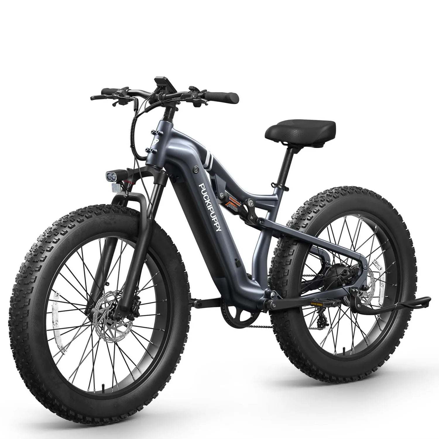 Electric bike with thick tires on a white background