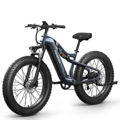Electric bike with thick tires on a white background