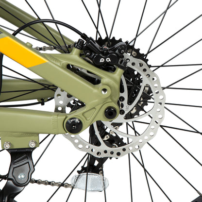 Close-up of a bicycle's rear wheel and gear system on a white background