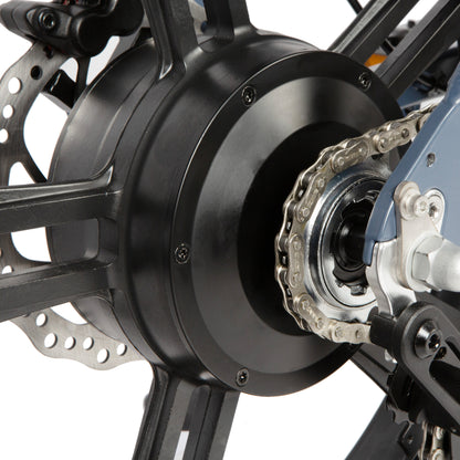 Close-up of a bicycle chain and gear system on a white background